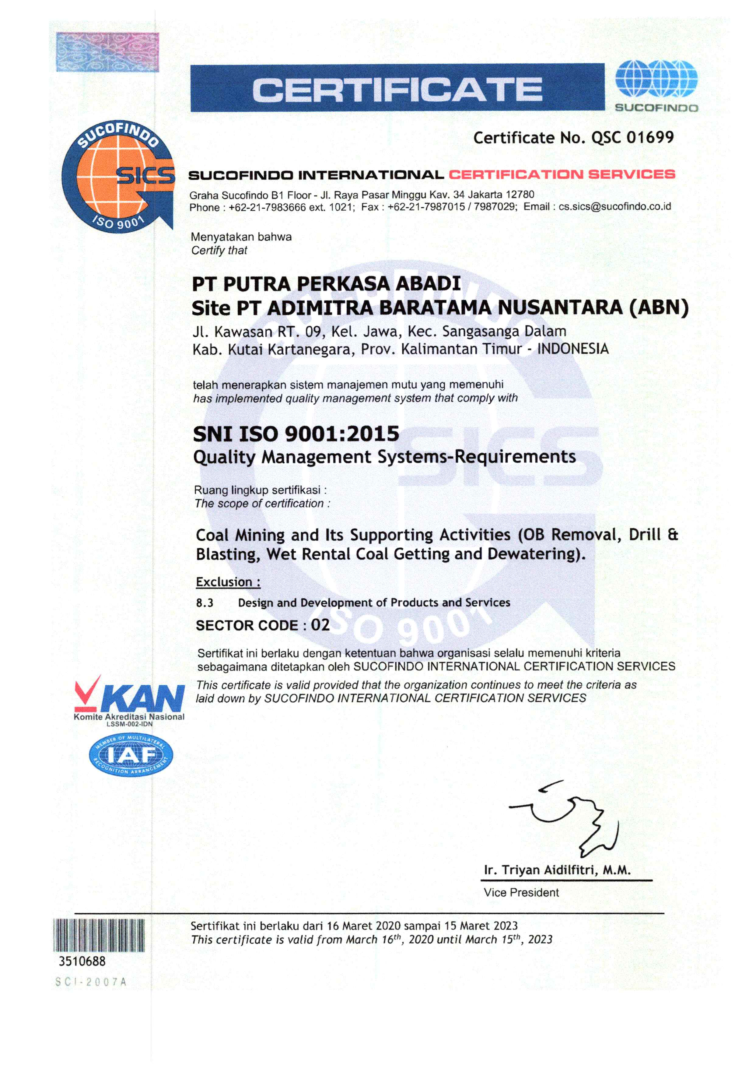 Sertifikat ISO 9001 PPA ABN_2020_
